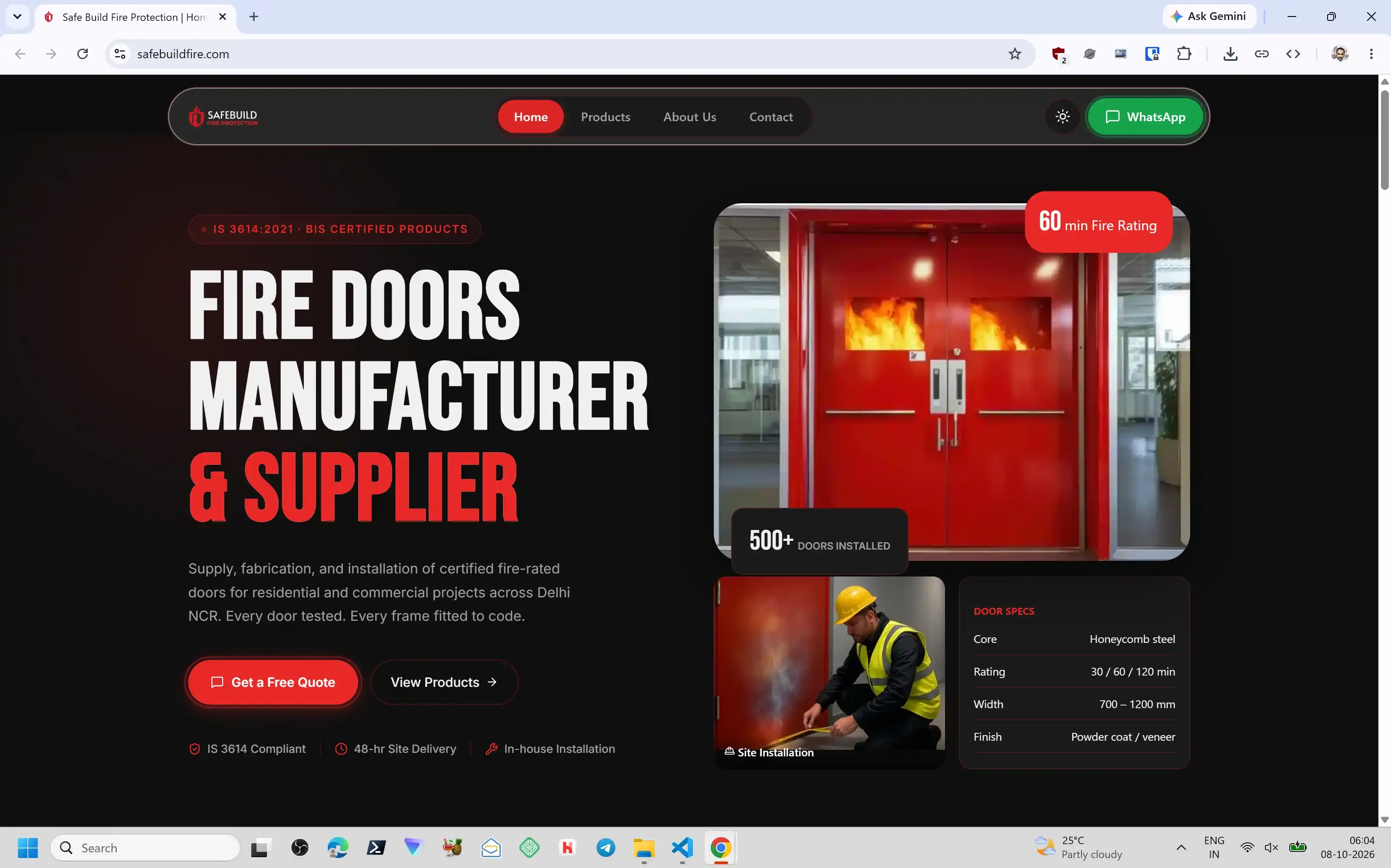Home page of Safe Build Fire