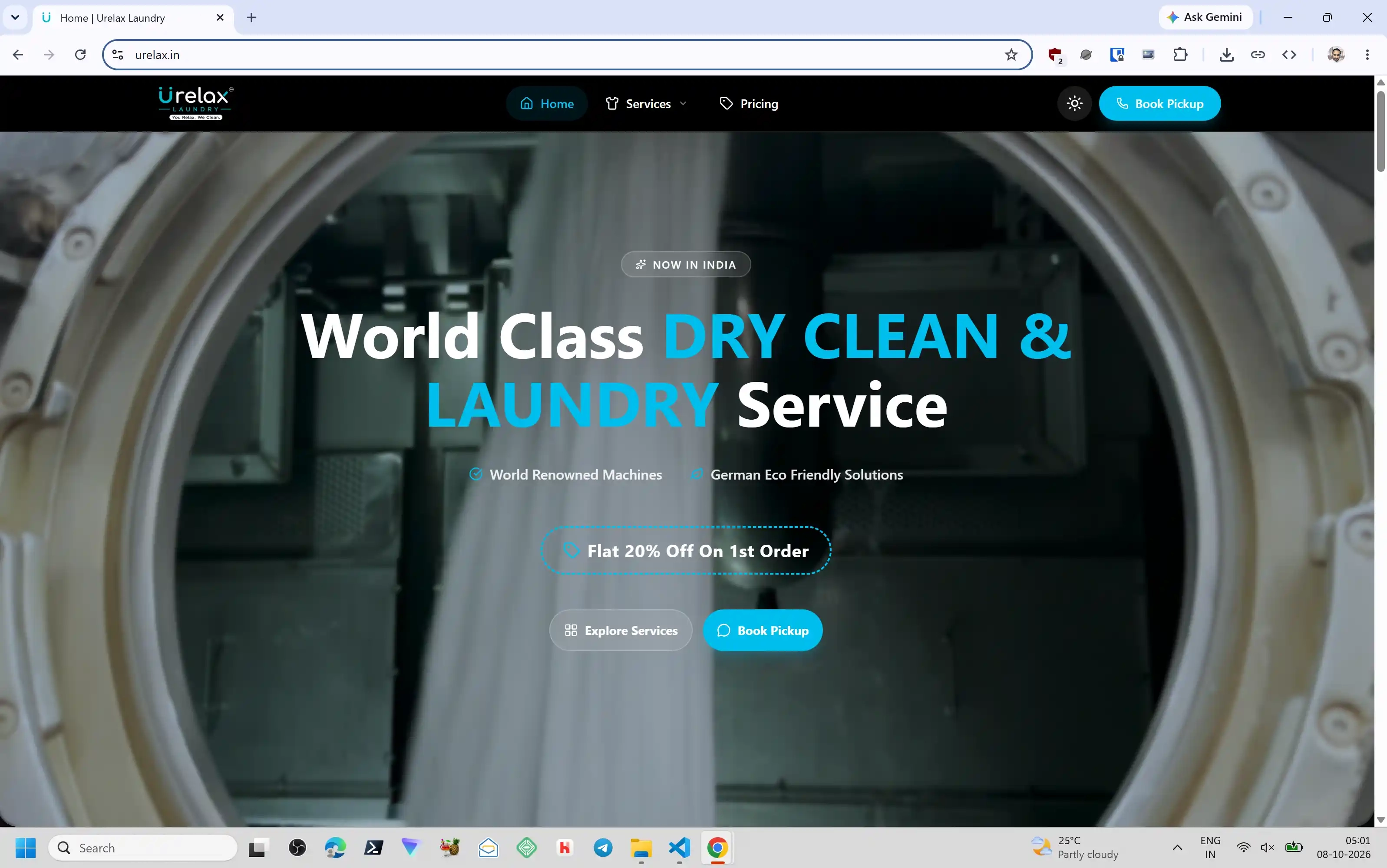 Home page of Urelax Laundry