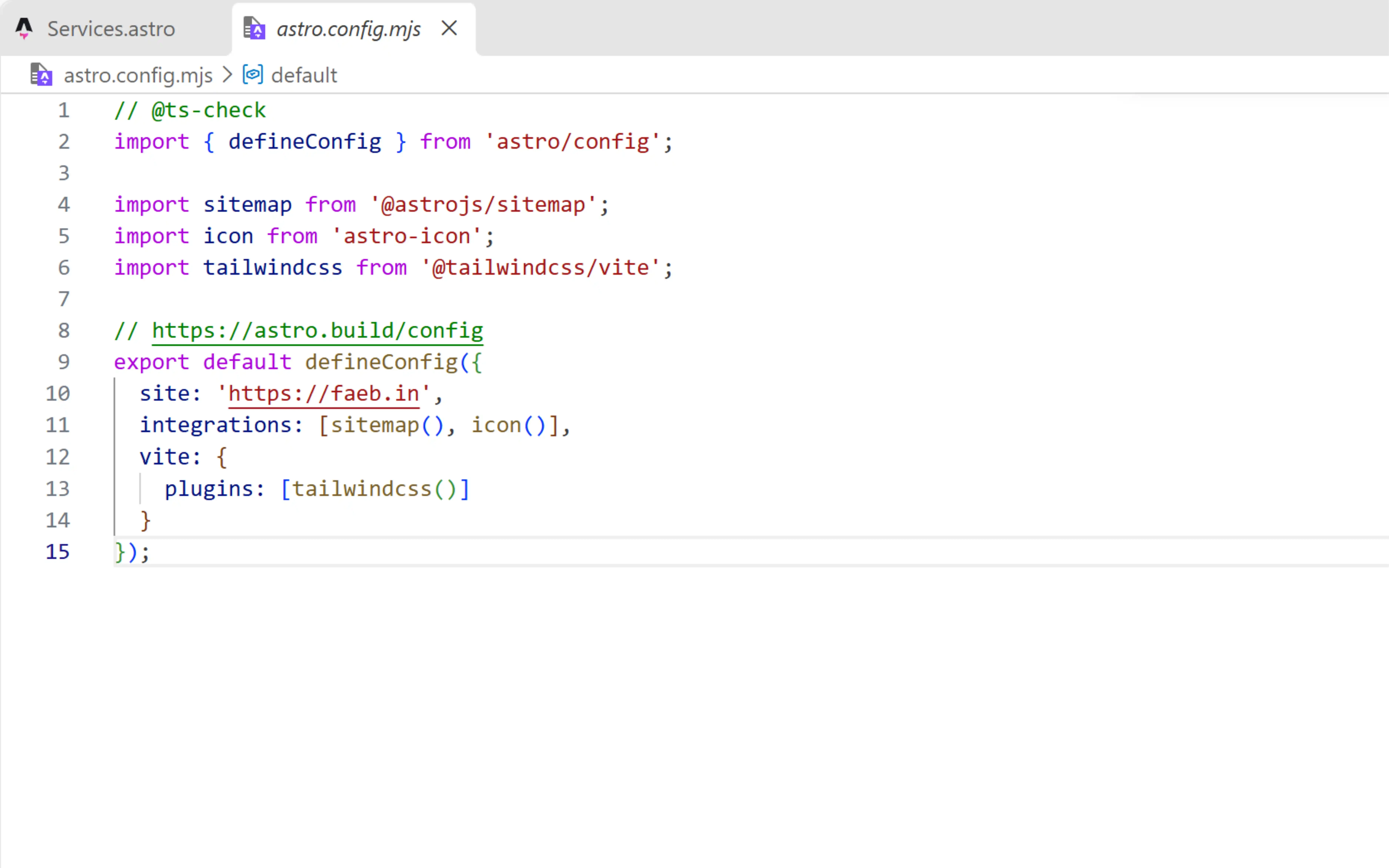 An Astro component open in a code editor
