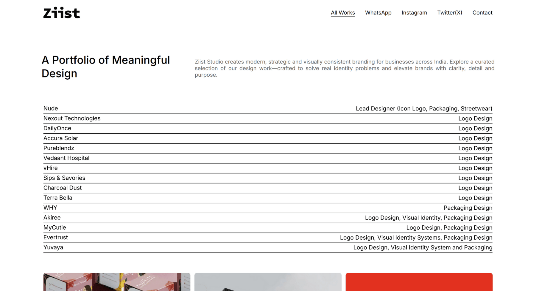 Ziist Studio Projects Page
